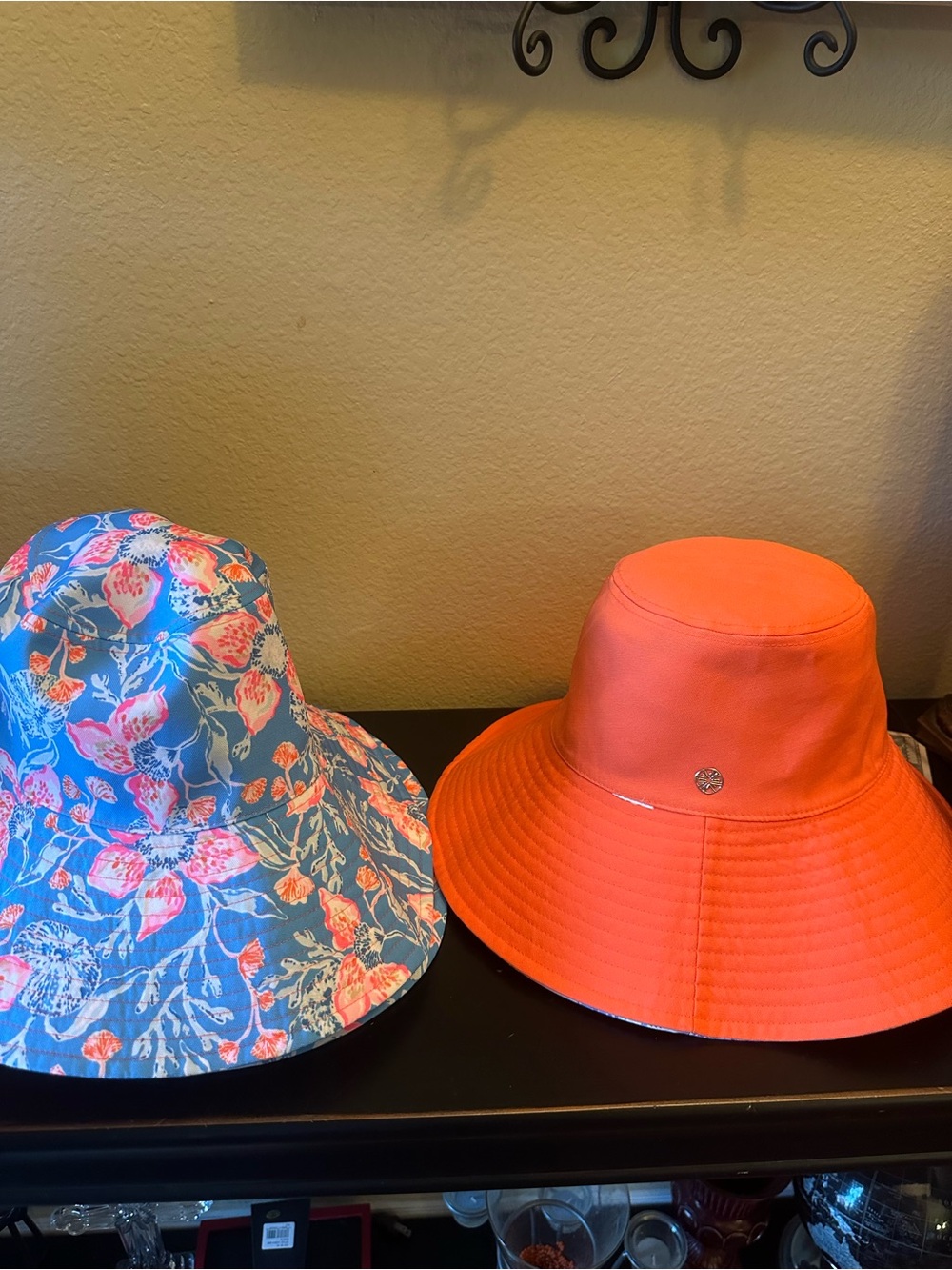 Women's Floral Blue & Coral Bucket Sun Hat Duo